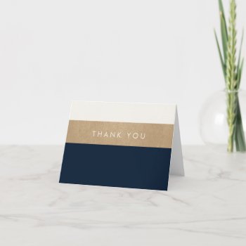 Gold Leather And Navy Blue Thank You by OakStreetPress at Zazzle