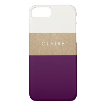 Gold Leather And Plum Iphone 8/7 Case by OakStreetPress at Zazzle