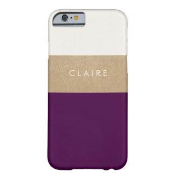 Gold Leather And Plum Barely There Iphone 6 Case by OakStreetPress at Zazzle