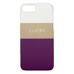 Gold leather and plum iPhone 8/7 case