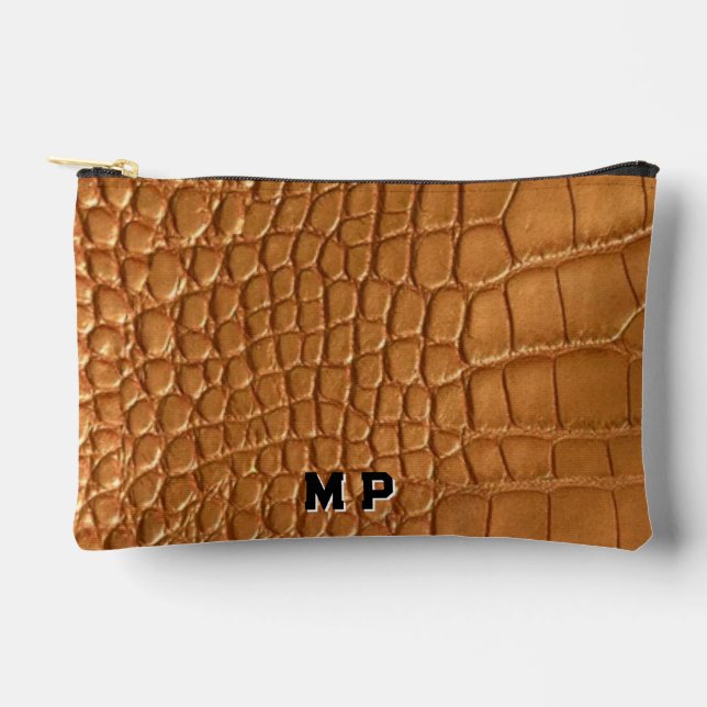 Gold leather texture luxury  accessory pouch (Front)