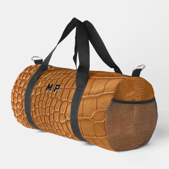 Gold leather texture luxury  duffle bag (Right Corner)