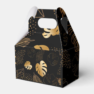 Gold leave print black Favor Box