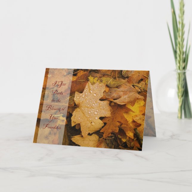 Gold Leaves (2) Thanksgiving Card (Front)