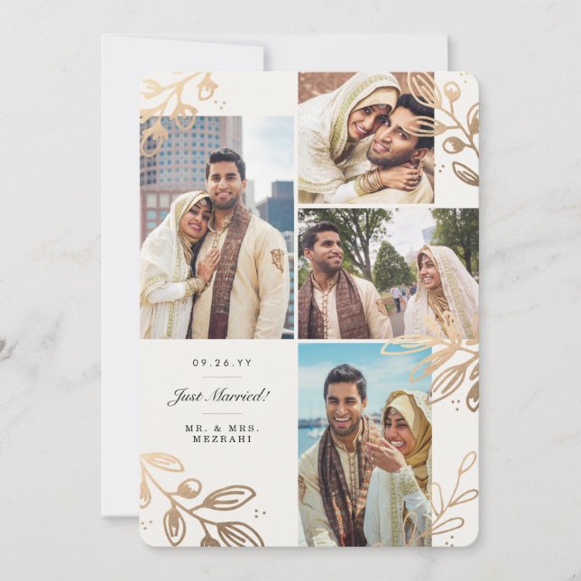 Gold Leaves 4 Wedding Announcement (Front)
