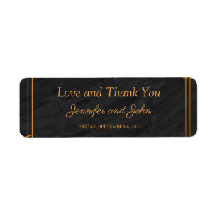 Gold Leaves and Geometric Frame Tropical Address Label