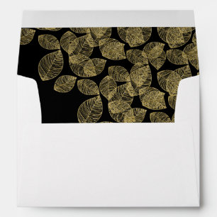 Gold Leaves Black Autumn Elegance Wedding Envelope