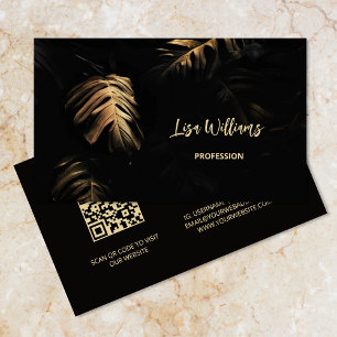 Gold Leaves Black  Business Card