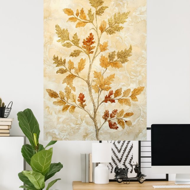 gold leaves blended with warmer tones poster (Home Office)