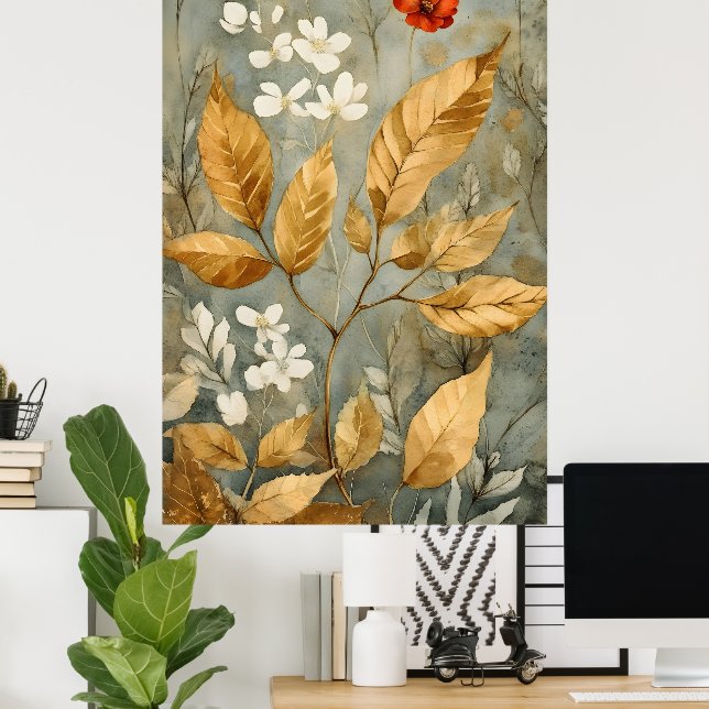 gold leaves blended with warmer tones poster (Home Office)
