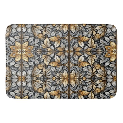 Gold Leaves Botanical Sherpa Bath Mat