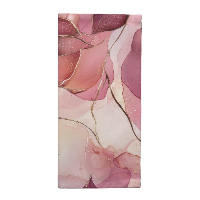 Gold Leaves Burgundy Blush Pink  Cloth Napkin (Half Fold)