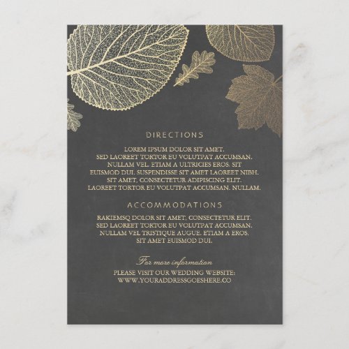 Gold Leaves Chalk Wedding Details _ Information Enclosure Card