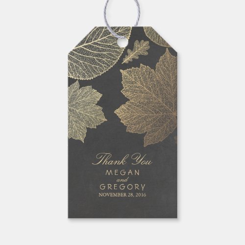 Gold Leaves Chalkboard Fall Wedding Gift Tags