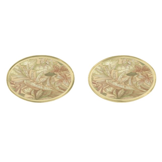 Gold Leaves Cufflinks (Front)