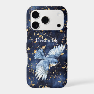 Gold Leaves Dream Big Blue Bird iPhone 17 Pro Case