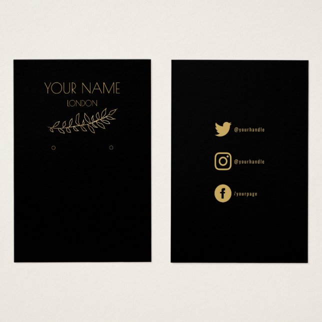Gold leaves, earring display card (Front & Back)