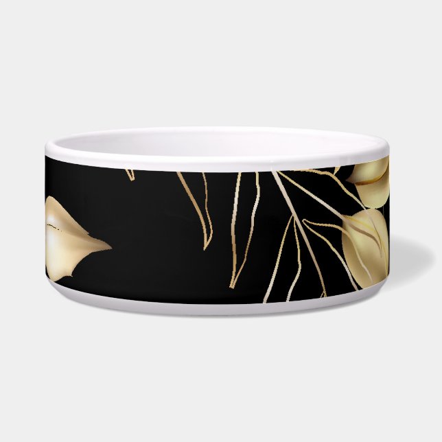Gold Leaves: Exotic Botanical Seamless Bowl (Front)