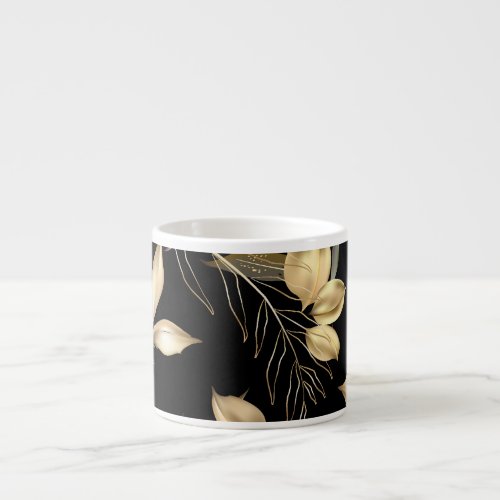 Gold Leaves Exotic Botanical Seamless Espresso Cup
