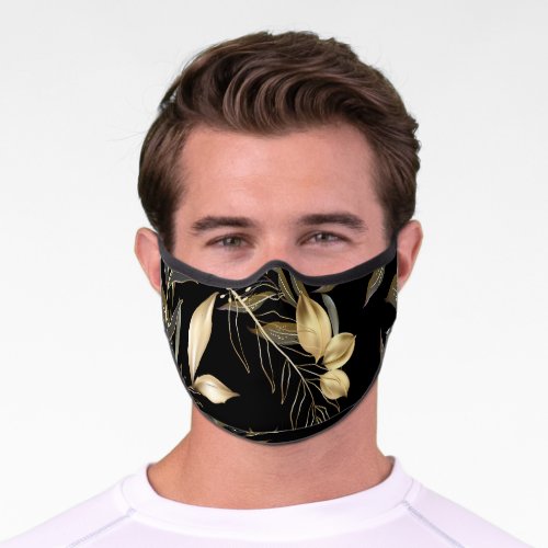 Gold Leaves Exotic Botanical Seamless Premium Face Mask