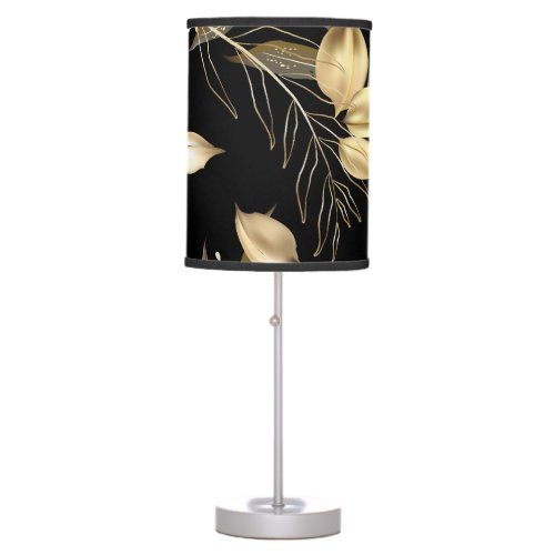 Gold Leaves Exotic Botanical Seamless Table Lamp