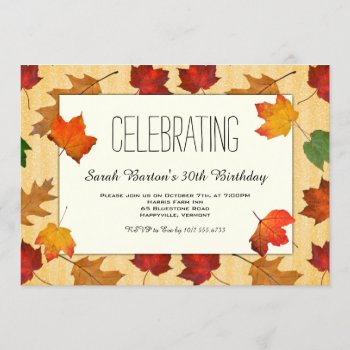 Gold Leaves Fall Party Celebration Invite by fallcolors at Zazzle
