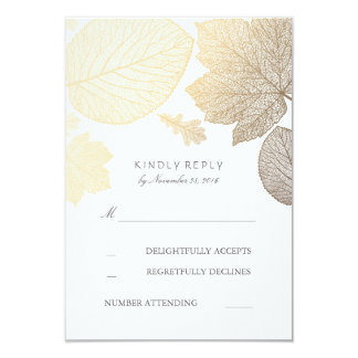 Gold Leaves Fall Wedding RSVP Cards