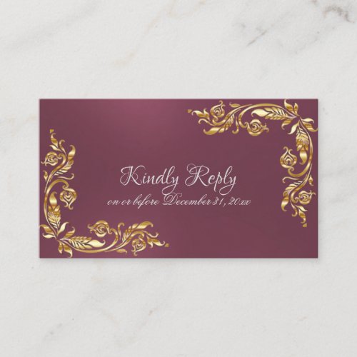 Gold Leaves Frame on Purple Enclosure Card