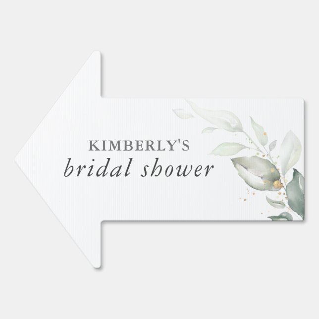 Gold Leaves Greenery Boho Summer Party Sign (Front)