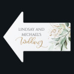 Gold Leaves Greenery Boho Summer Wedding Sign<br><div class="desc">Gold foliage greenery sign</div>