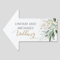Gold Leaves Greenery Boho Summer Wedding Sign
