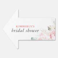 Gold Leaves Greenery Pink Floral Summer Party Sign