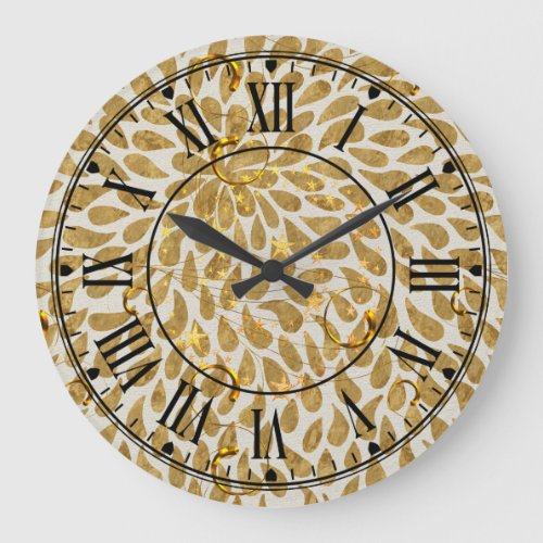 Gold Leaves Large Clock