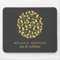 Gold leaves logo Gray | Personalized add your name