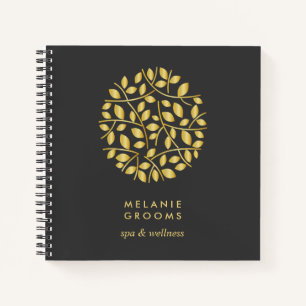 Gold Leaves Logo   Personalized Monogram Notebook