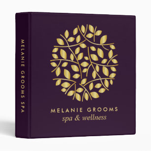 Gold leaves logo Purple Small Business 3 Ring Binder