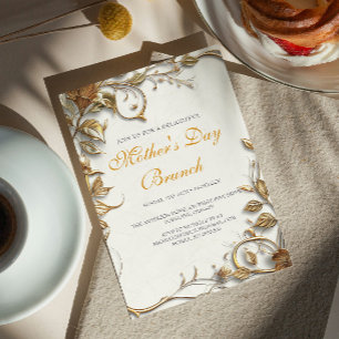 Gold Leaves Mother's Day Brunch Invitation