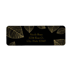 Gold Leaves on Black Elegant Labels