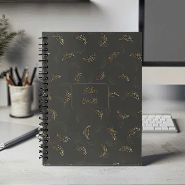 Gold Leaves on Black_ Floral Pattern Script Planner (Creator Uploaded)