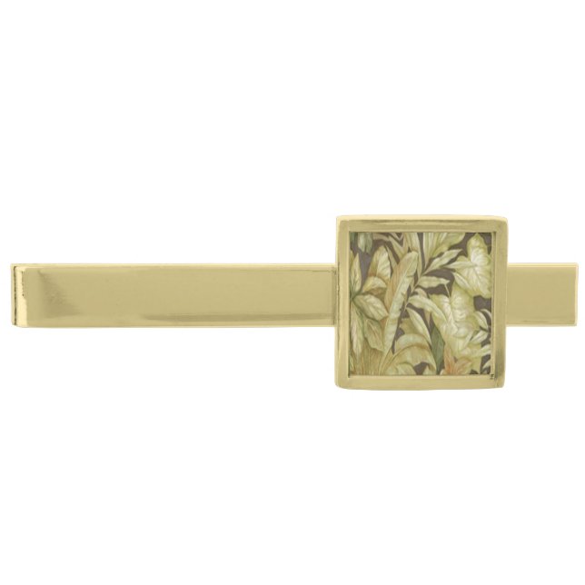 Gold Leaves On Black Tie Bar (Front)