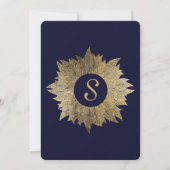 Gold Leaves on Navy Blue Graduation Party Invites (Back)