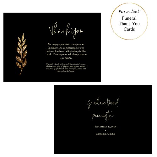 Gold Leaves Orthodox Christian Funeral Thank You Card