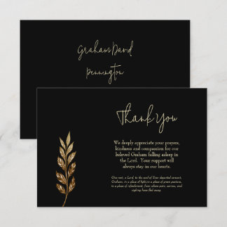 Gold Leaves Orthodox Christian Funeral Thank You Card