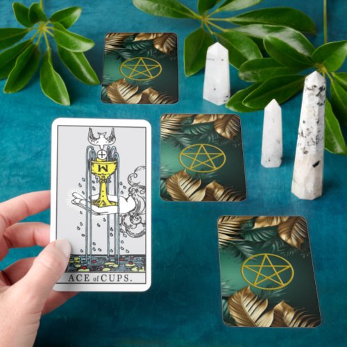 Gold Leaves Pentagram Pentacle Tarot Cards