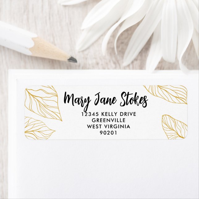 Gold Leaves Return Address Label | Elegant Botanic (Insitu)