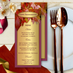 Gold Leaves Thanksgiving Fall Dinner Menu