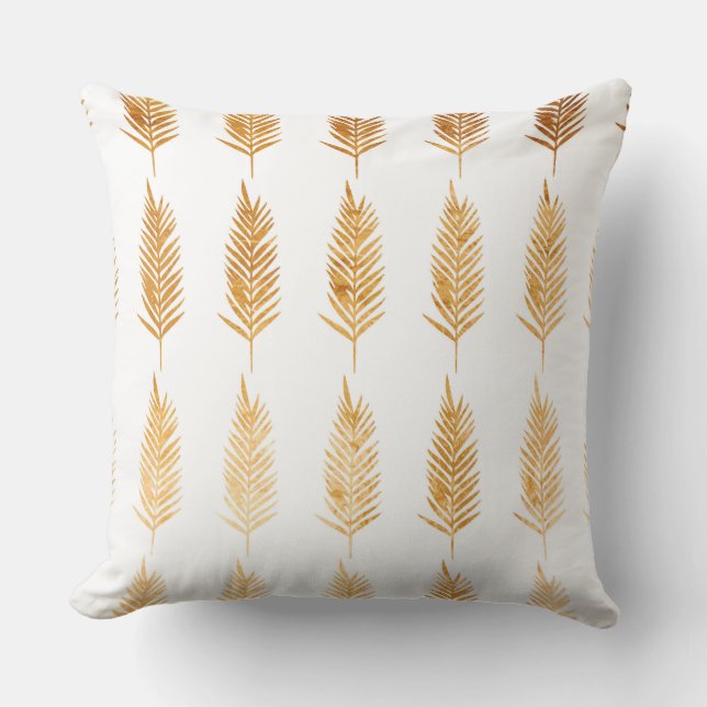Gold Leaves Throw Pillow (Front)