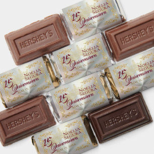 Gold Leaves & Tiara Quinceanera 15th Birthday Hershey's Miniatures