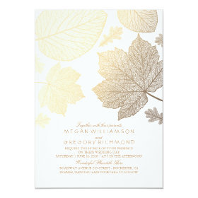 Gold Leaves Vintage Elegant Fall Wedding Card