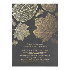 Gold Leaves Vintage Rustic Fall Wedding Card